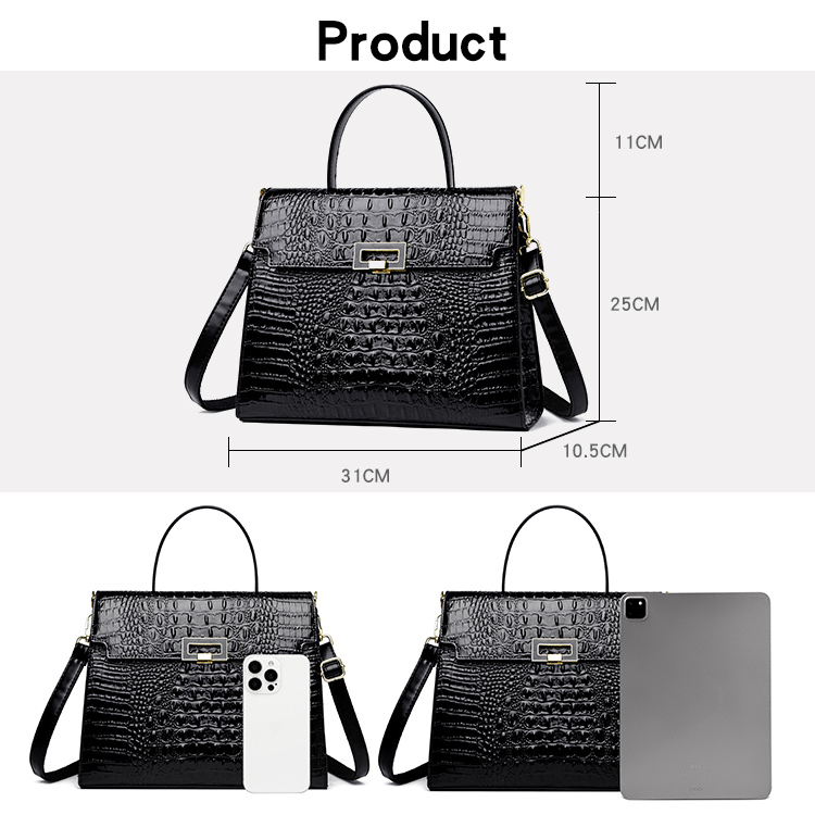 QPN2099 Bolso de hombro de oficina diario con cierre de cerradura cuadrado simple a la moda para mujer
