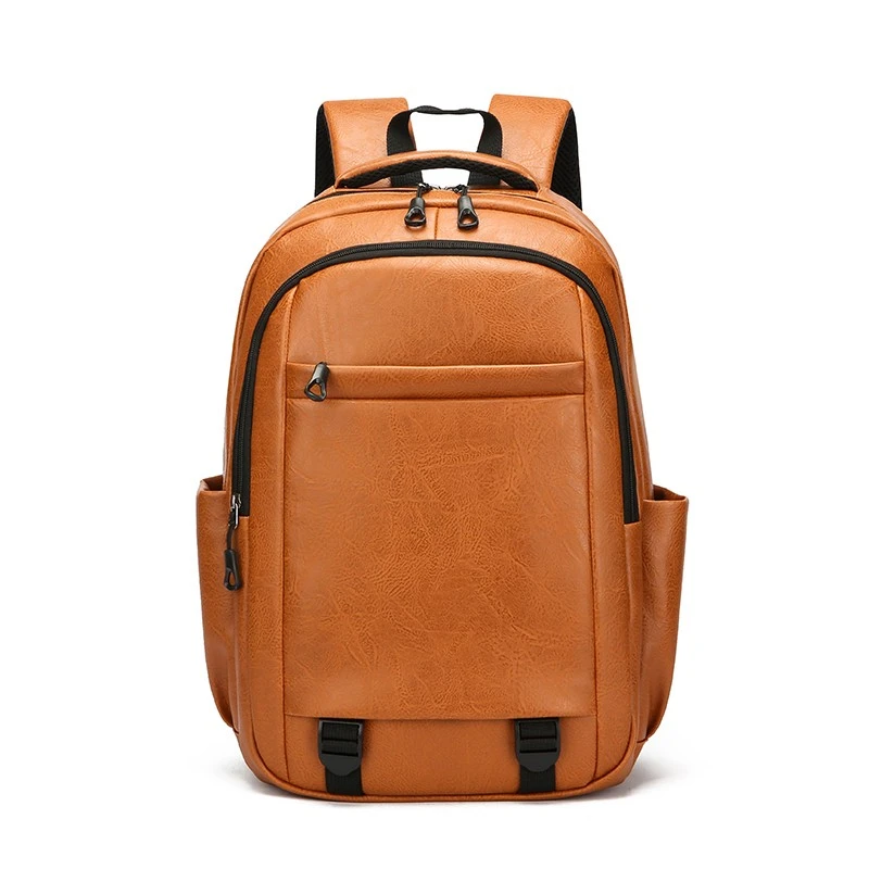 DK1166 Mochila impermeable de cuero PU para hombre con tapa blanda