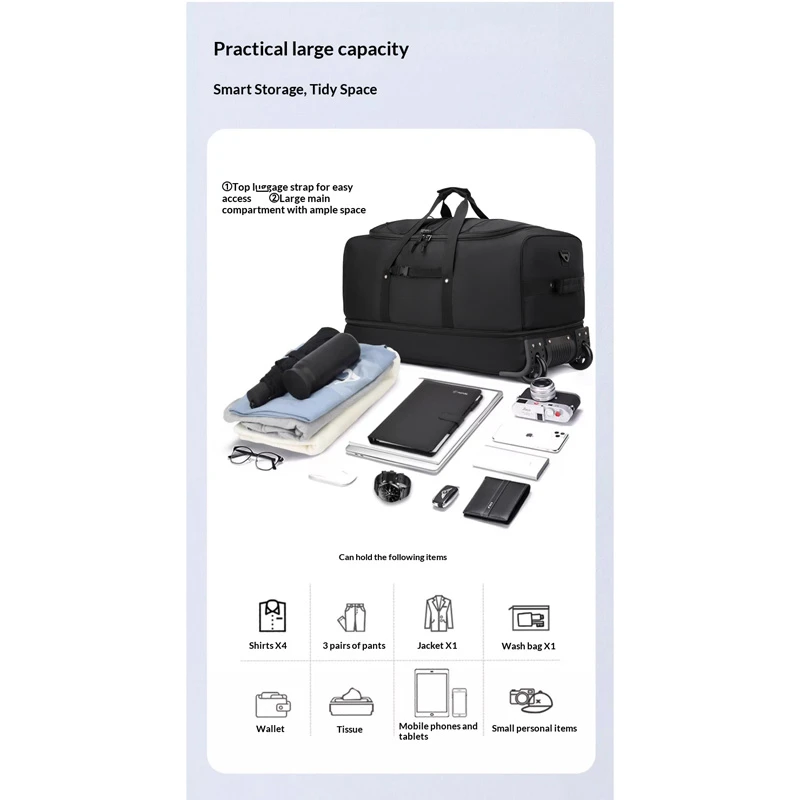FLPN-0019 Bolsa de lona de viaje con carrito extra grande plegable
