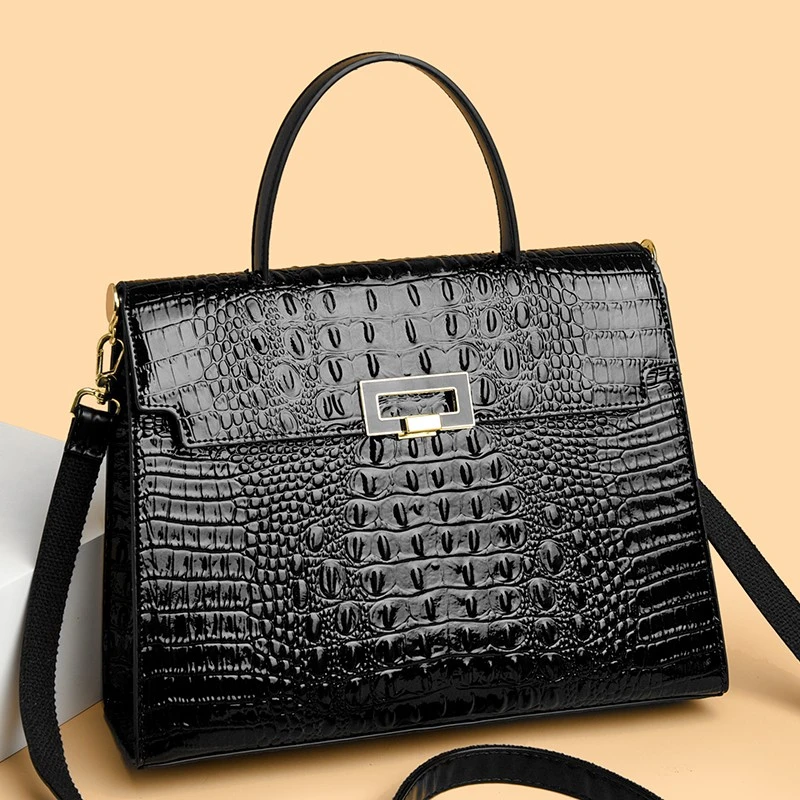 QPN2099 Bolso de hombro de oficina diario con cierre de cerradura cuadrado simple a la moda para muj