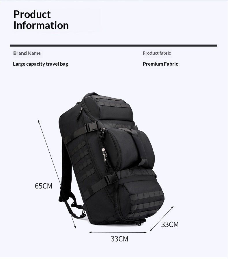 FLPN-6310 Mochila táctica 3 en 1 Bolsa de viaje impermeable