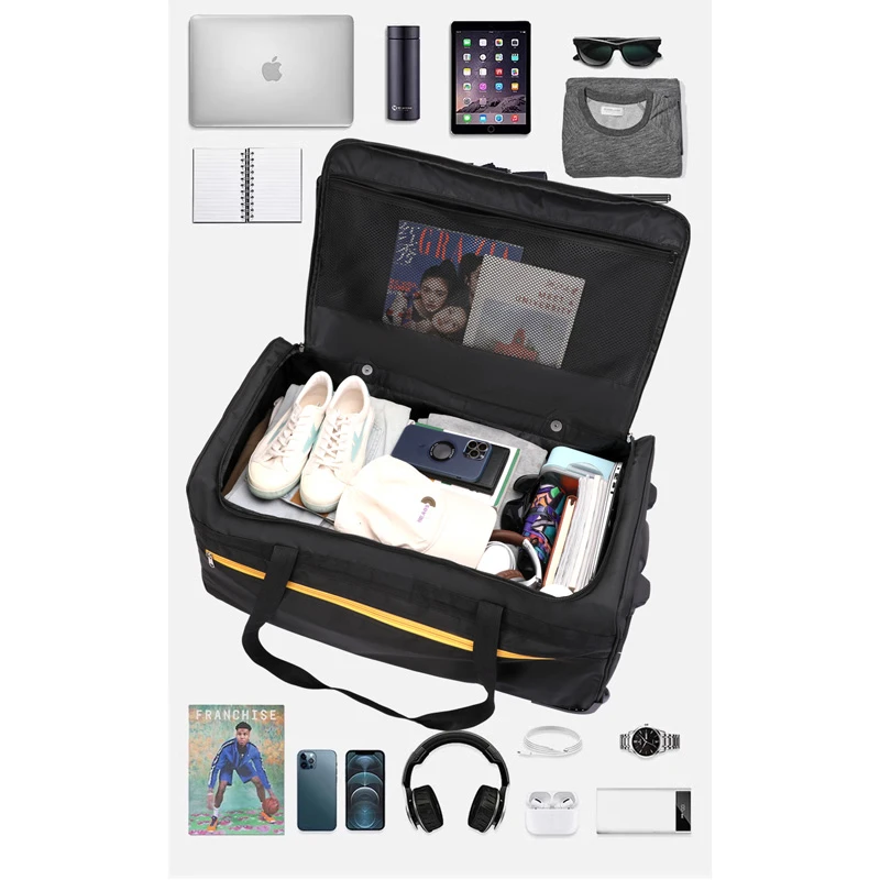 FLPN-7510-1Bolsa de viaje plegable de tela Oxford a rayas de gran capacidad