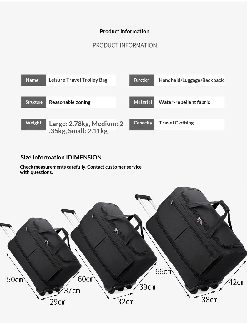 FLPN-371 Bolsa de lona duradera con ruedas y ruedas de nailon
