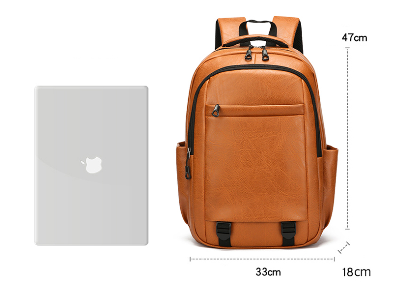 DK1166 Mochila impermeable de cuero PU para hombre con tapa blanda