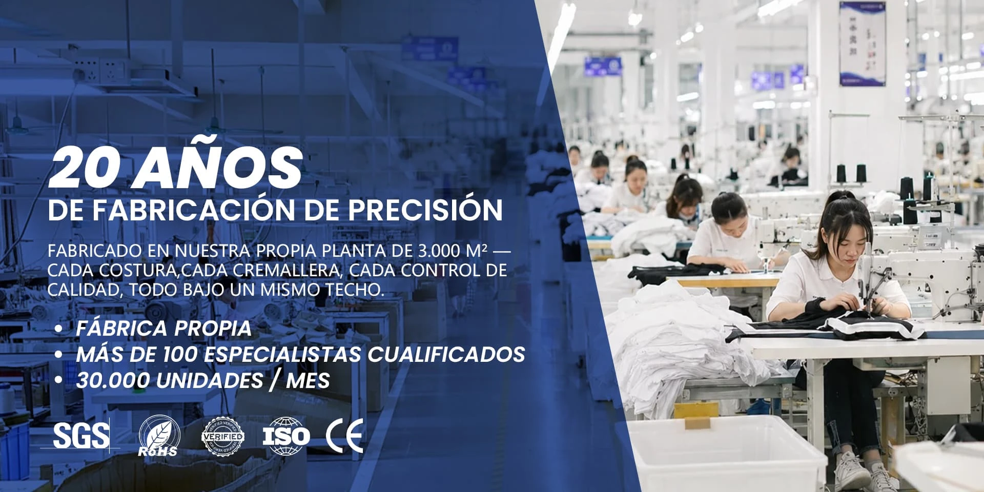 F&aacute;brica de maletas y bolsos con 20 a&ntilde;os de experiencia, m&aacute;s de 100 t&eacute;cnicos especializados y una producci&oacute;n mensual superior a los 30.000 unidades.