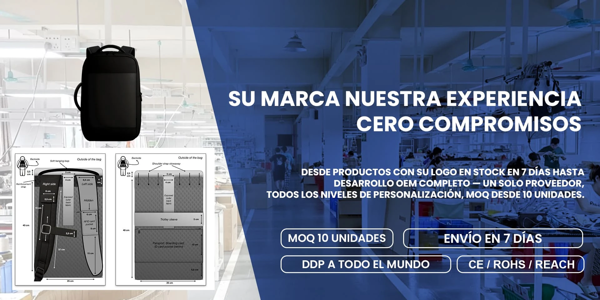 F&aacute;brica integral de personalizaci&oacute;n de maletas y bolsos, desde el dise&ntilde;o hasta el producto final.